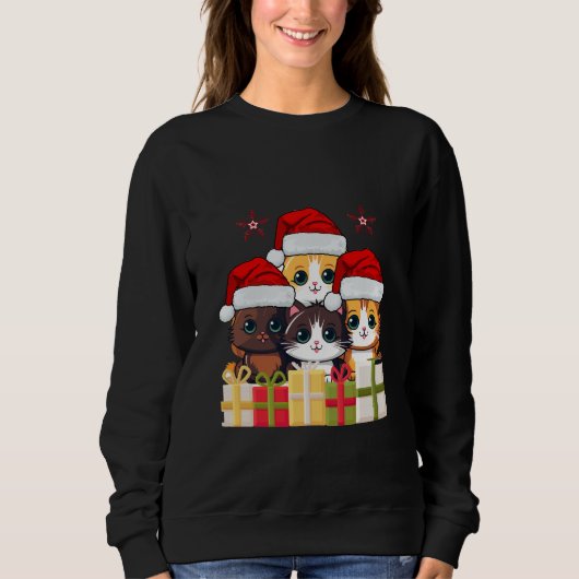 Sweatshirt Cute Christmas Kittens squad -Christmas Santa Cats (Devant)