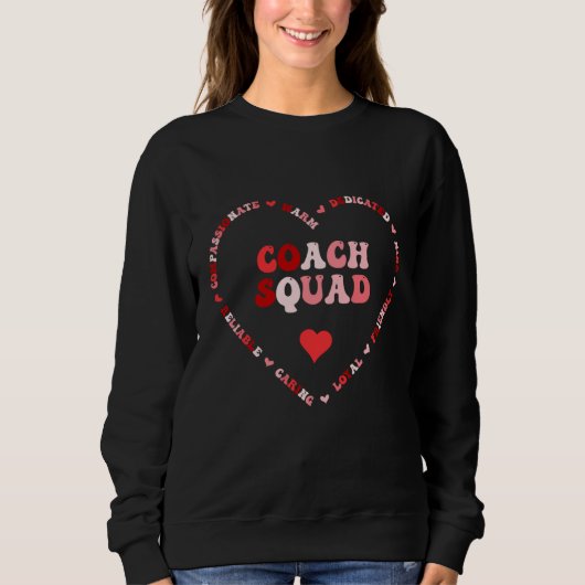 Sweatshirt Cute Coach Squad Valentines Day Heart (Devant)