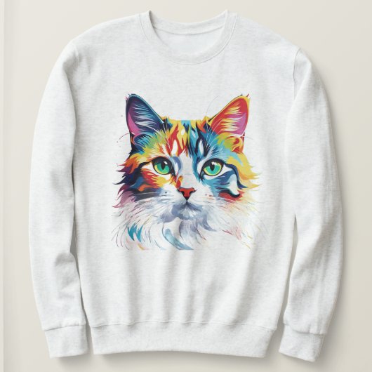 Sweatshirt Cute Coloré Rainbow Chat animal (Design devant)