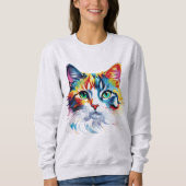 Sweatshirt Cute Coloré Rainbow Chat animal (Devant)