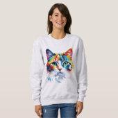 Sweatshirt Cute Coloré Rainbow Chat animal (Devant entier)