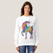 Sweatshirt Cute, coloré Rainbow licorn (Devant entier)