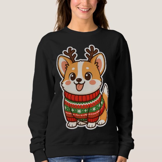 Sweatshirt Cute Corgi Dog Ugly Christmas Sweater Holiday Swea (Devant)