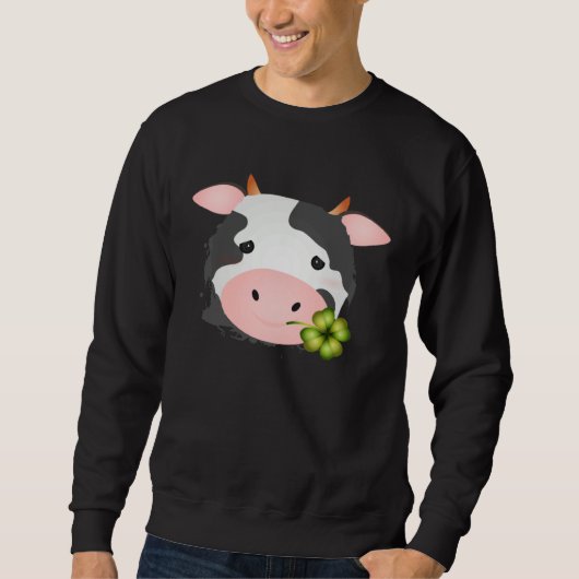 Sweatshirt Cute cow with c leaf for farm fans (Devant)
