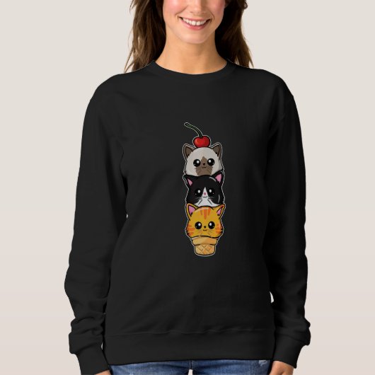 Sweatshirt Cute crème glacée Scoop Cats Chat (Devant)