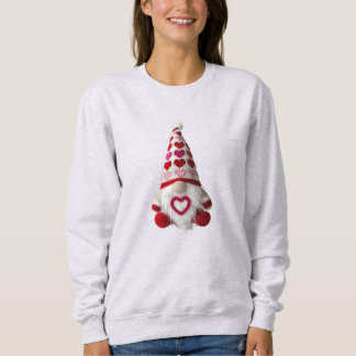 Sweatshirt Cute Crochet Heart Pattern Valentine Gnome