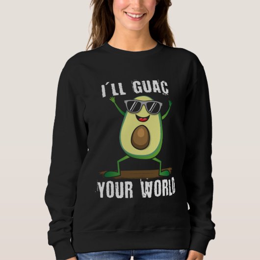 Sweatshirt Cute dancing avocado guac your world vegan (Devant)