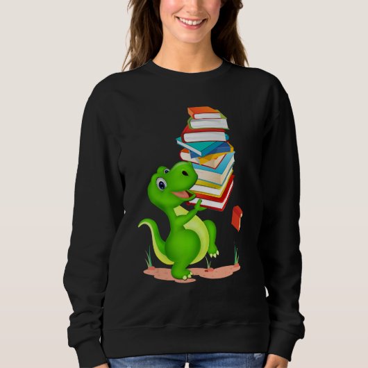 Sweatshirt Cute Dinosaur Book Reading For Women Men (Devant)