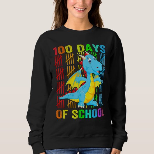 Sweatshirt Cute Dinosaur Student Boys Kids Gift 100 Days Of S (Devant)