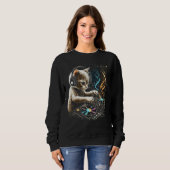Sweatshirt Cute DJ Cat Spinning Feline Grooves (Devant entier)
