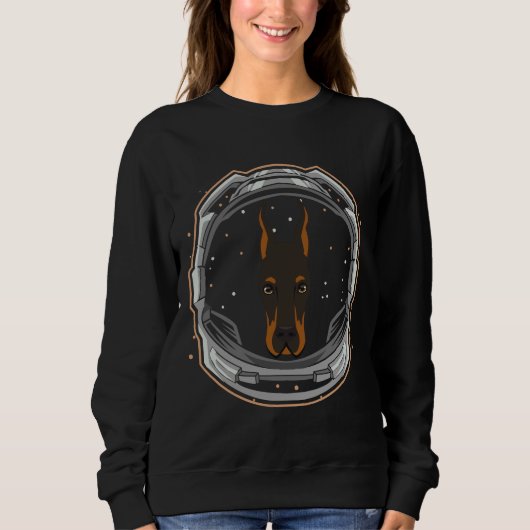 Sweatshirt Cute Doberman Astronaut Chien Dans L'Espace (Devant)
