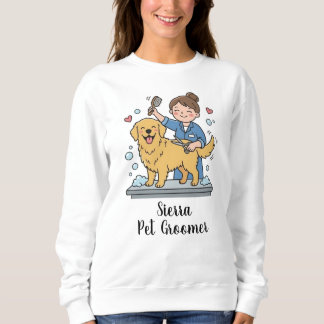 Sweatshirt Cute Dog Groomer Golden Retriever Business Print