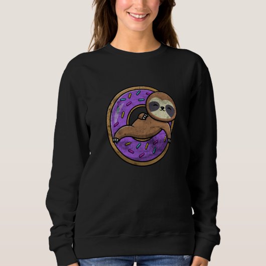 Sweatshirt Cute Donut Sloth On Doughnut Animal Sloths Men Wom (Devant)