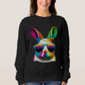 Sweatshirt Cute Easter Bunny Rabbit wearing Sunglasses (Devant)
