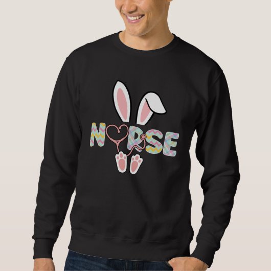 Sweatshirt Cute Easter Nurse Bunny Ears Happy Easter Day Eggs (Devant)