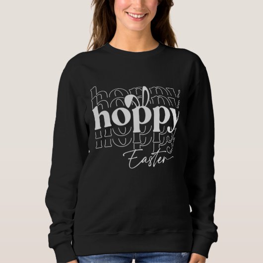Sweatshirt Cute Easter Simple Typo Hoppy Easter Bunny Ear (Devant)