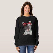 Sweatshirt Cute English Bulldog Red Polka Dot Headband And Gl (Devant entier)