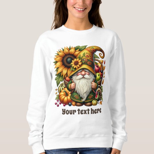 Sweatshirt Cute Fall Seasonal gnome add text (Devant)