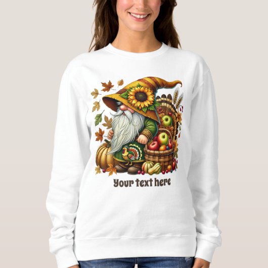 Sweatshirt Cute Fall Seasonal gnome add text (Devant)