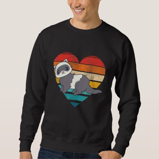 Sweatshirt Cute Ferrets Retro forme coeur Vintage (Devant)