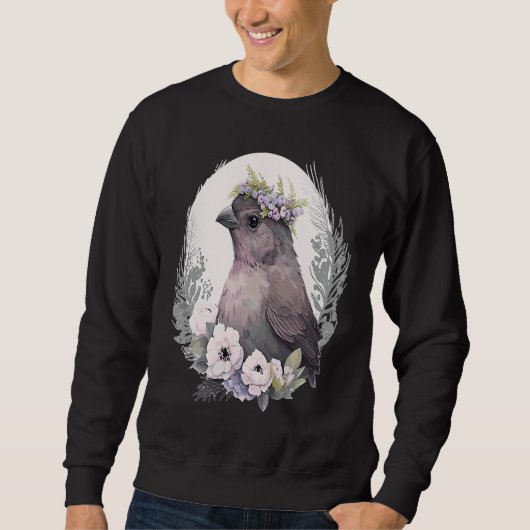 Sweatshirt Cute Finch Bird Flower Crown Pet Birds 1 (Devant)