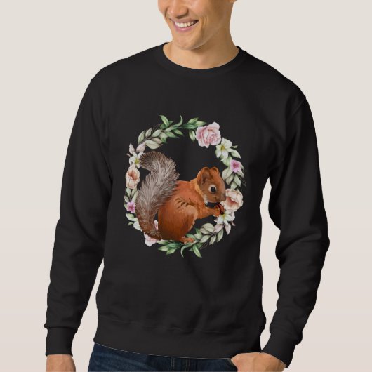 Sweatshirt Cute Flower Circle And Squirrel  Animal & Nature (Devant)