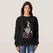 Sweatshirt Cute Flower summer Floral Border Collie 2 (Devant entier)