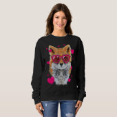 Sweatshirt Cute Fox   For Girls Heart Glasses Fox Valentine (Devant entier)