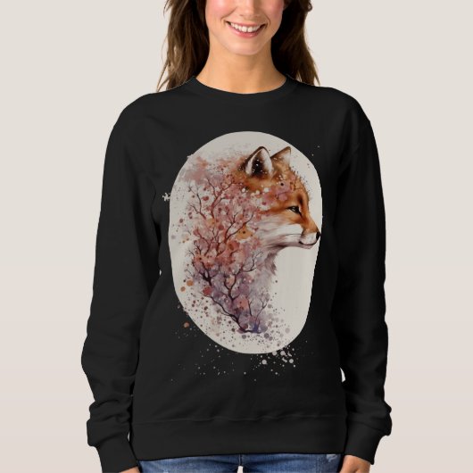 Sweatshirt Cute Fox Japanese Cherry Blossom Sakura (Devant)