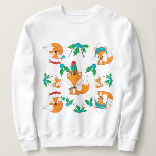 Sweatshirt Cute Fox thème Noël Motif Imprimer