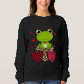 Sweatshirt Cute Frog With Leopard Red Plaid Heart  Ideas (Devant)