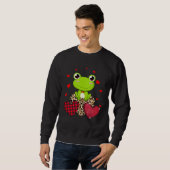 Sweatshirt Cute Frog With Leopard Red Plaid Heart  Ideas (Devant entier)