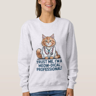 Sweatshirt Cute Funny Cat Medical Pun Illustration