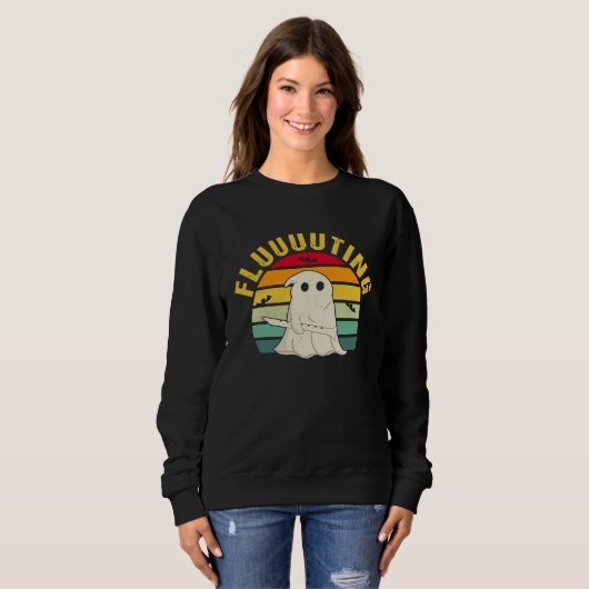 Sweatshirt Cute & Funny Halloween Ghost Flute & Fluting (Devant entier)