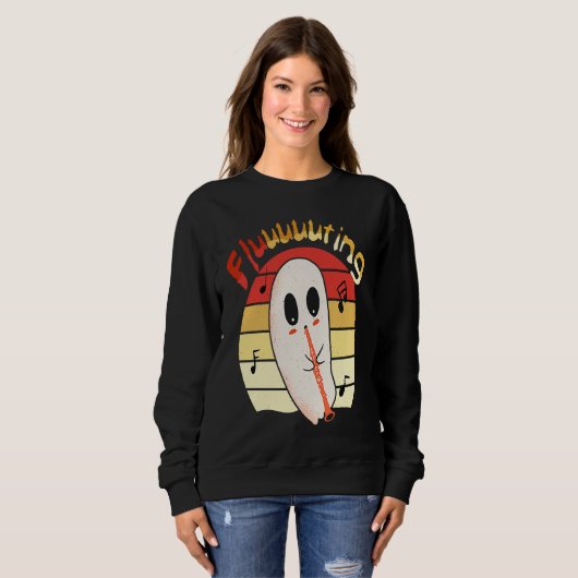Sweatshirt Cute & Funny Halloween Ghost Flute & Fluting  4 (Devant entier)