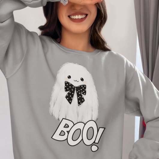 Sweatshirt Cute Ghost Boo Furry Halloween