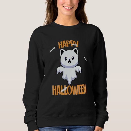 Sweatshirt Cute Ghost Cat Halloween Cat  Spooky Season (Devant)