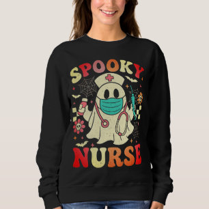Sweatshirt Cute Ghost Nurse Halloween Graphisme Retro Pastels