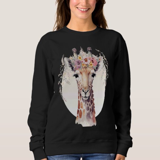 Sweatshirt Cute Giraffe Flower Crown Africa Safari Animal (Devant)