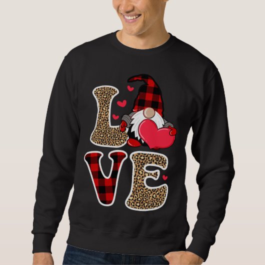 Sweatshirt Cute Gnomes Valentines Love Leopard Plaid Couple M (Devant)