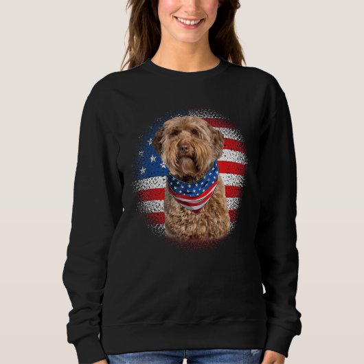 Sweatshirt Cute Goldendoodle Dog American Flag Indepedence Da (Devant)