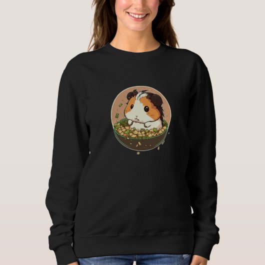 Sweatshirt Cute Guinea Pig Devours Tofu Salad (Devant)