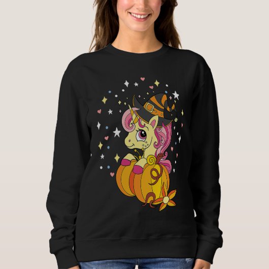 Sweatshirt Cute Halloween Costume Witchy Unicorn Halloween (Devant)