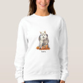Sweatshirt Cute Halloween Husky Chien Ghost Personnalisé (Devant)