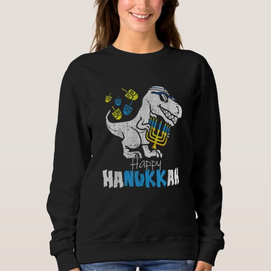 Sweatshirt Cute Hanukkah Rex Dinosaur Menorasaurus Chanukah B (Devant)