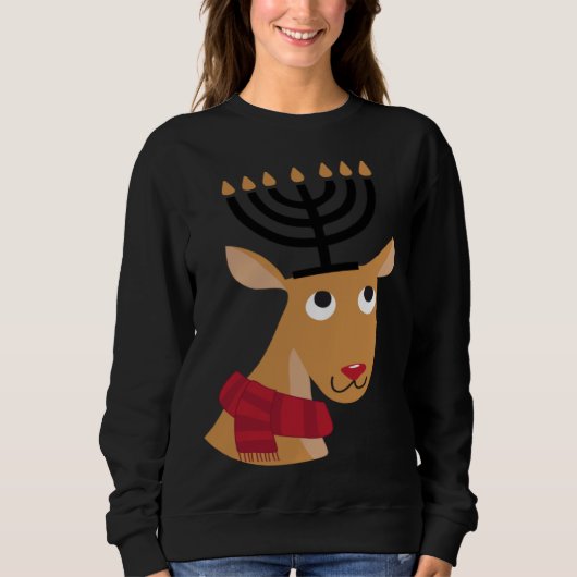 Sweatshirt Cute Hanukkah  Winter Holidays jewish Animal Deer (Devant)