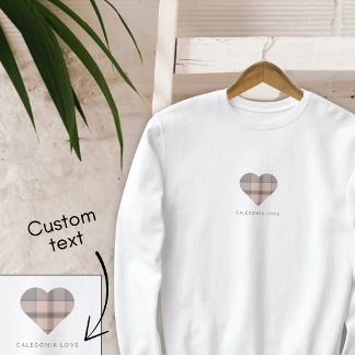 Sweatshirt Cute Heart Beige Scottish Tartan