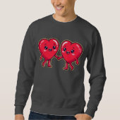 Sweatshirt Cute Heart Characters Holding Hands (Devant)