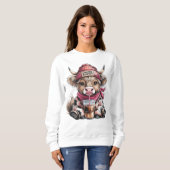 Sweatshirt Cute Highland Cow Coffee Addict Drôle Boire Café (Devant entier)