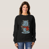 Sweatshirt Cute Hippo Winter with Candy Cane (Devant entier)